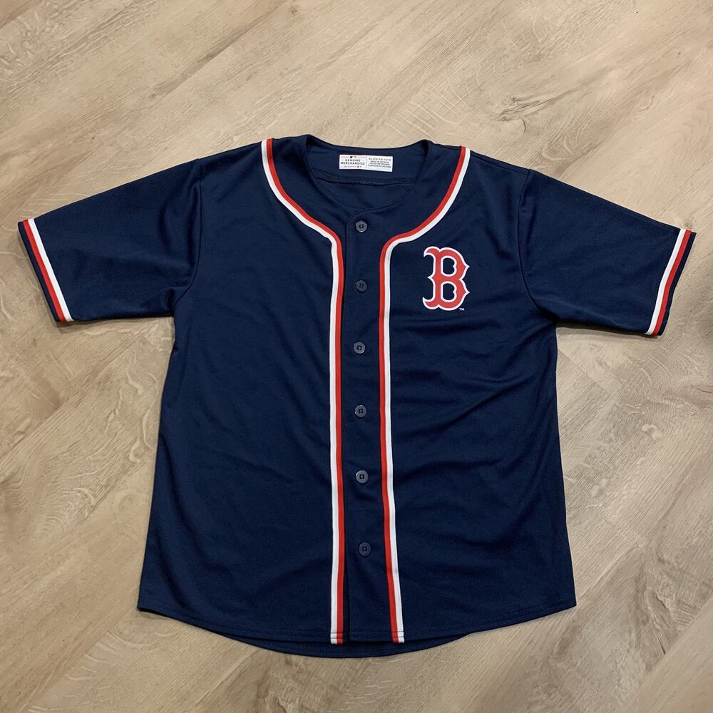 MLB Boston Red Sox Baseball Jersey Youth Boys XL (14/16) Navy Blue Blank Back